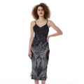 Owl Eyes Print Slim Fit Midi Cami Dress