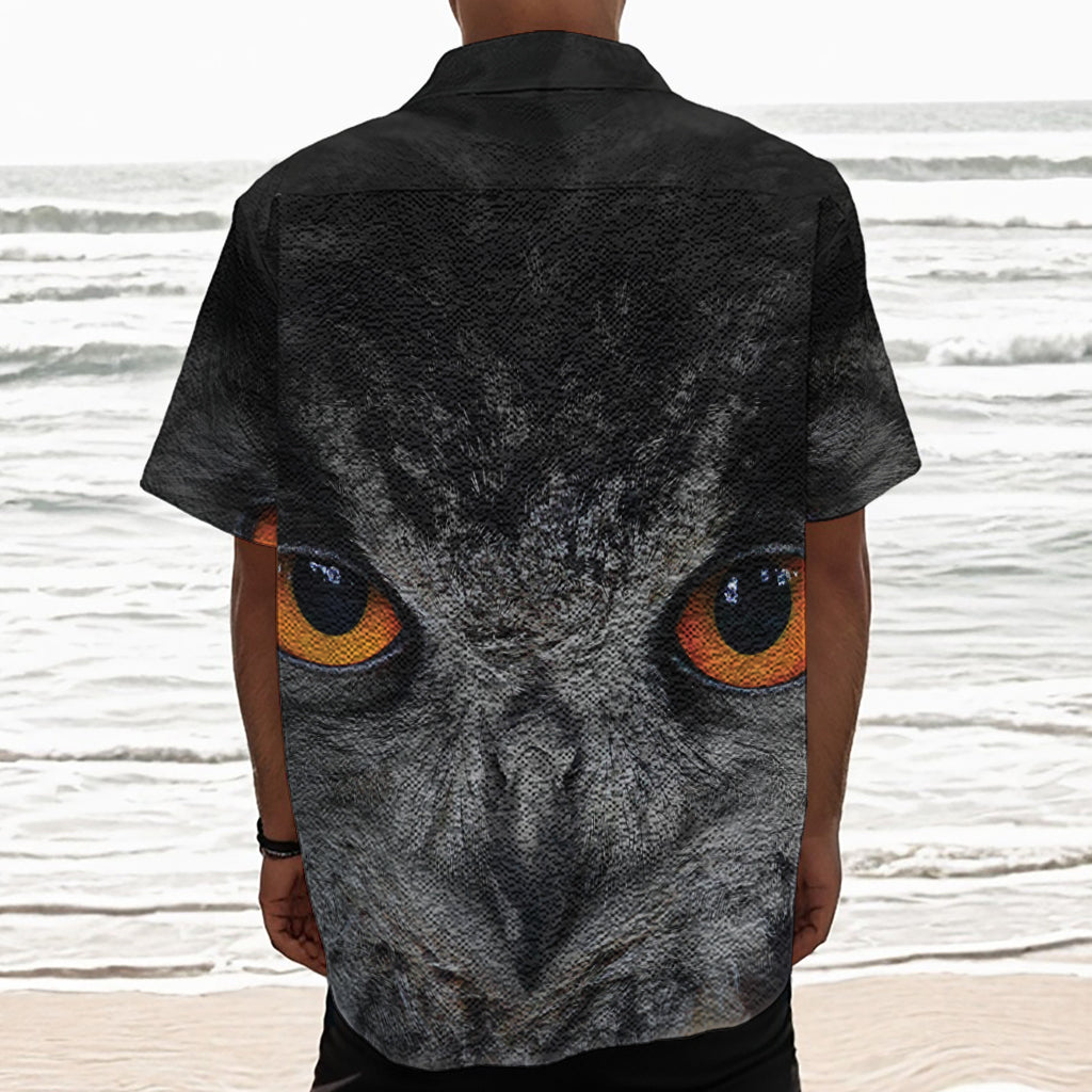 Owl Eyes Print Textured Short Sleeve Shirt