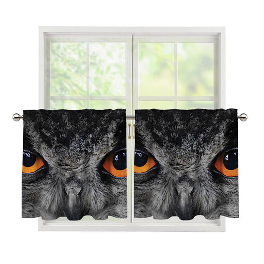 Owl Eyes Print Tier Curtains