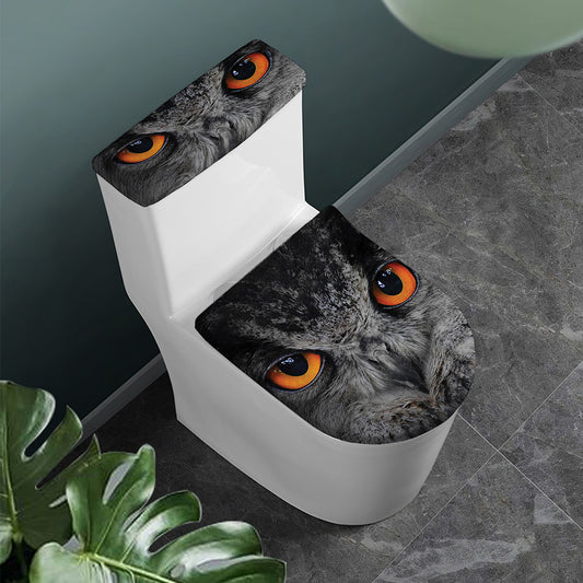 Owl Eyes Print Toilet Lid And Tank Cover Set