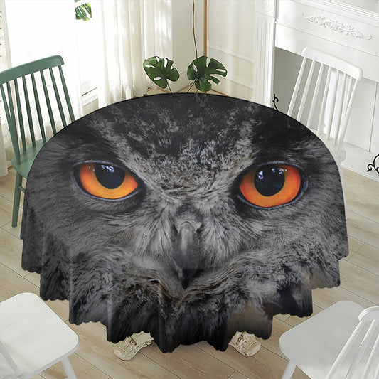 Owl Eyes Print Waterproof Round Tablecloth