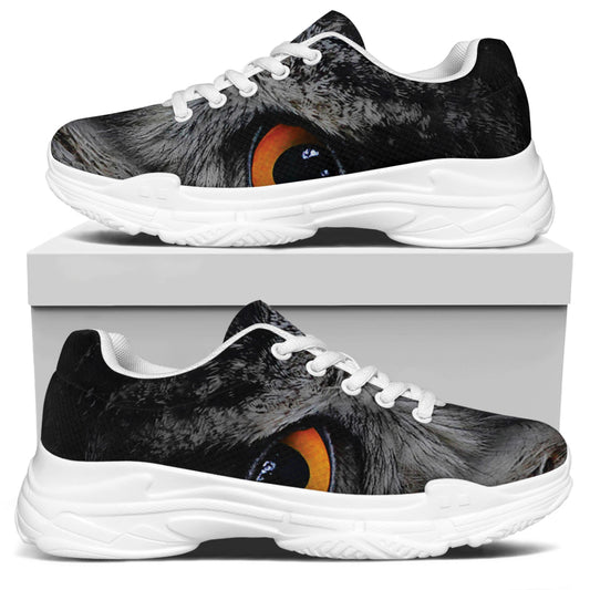 Owl Eyes Print White Chunky Shoes