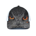 Owl Eyes Print White Mesh Trucker Hat