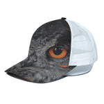 Owl Eyes Print White Mesh Trucker Cap