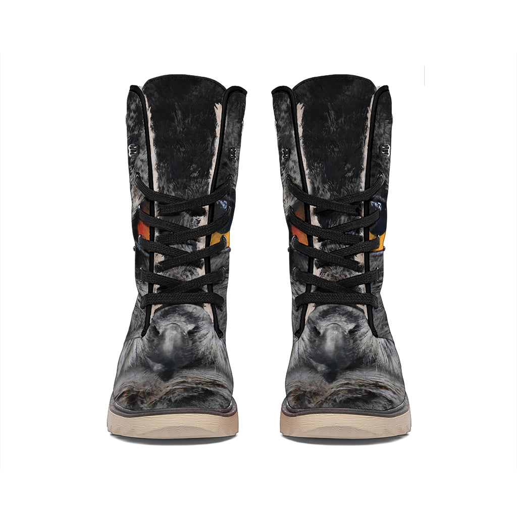 Owl Eyes Print Winter Boots