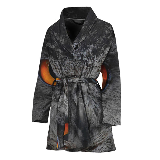 Owl Eyes Print Women's Bathrobe