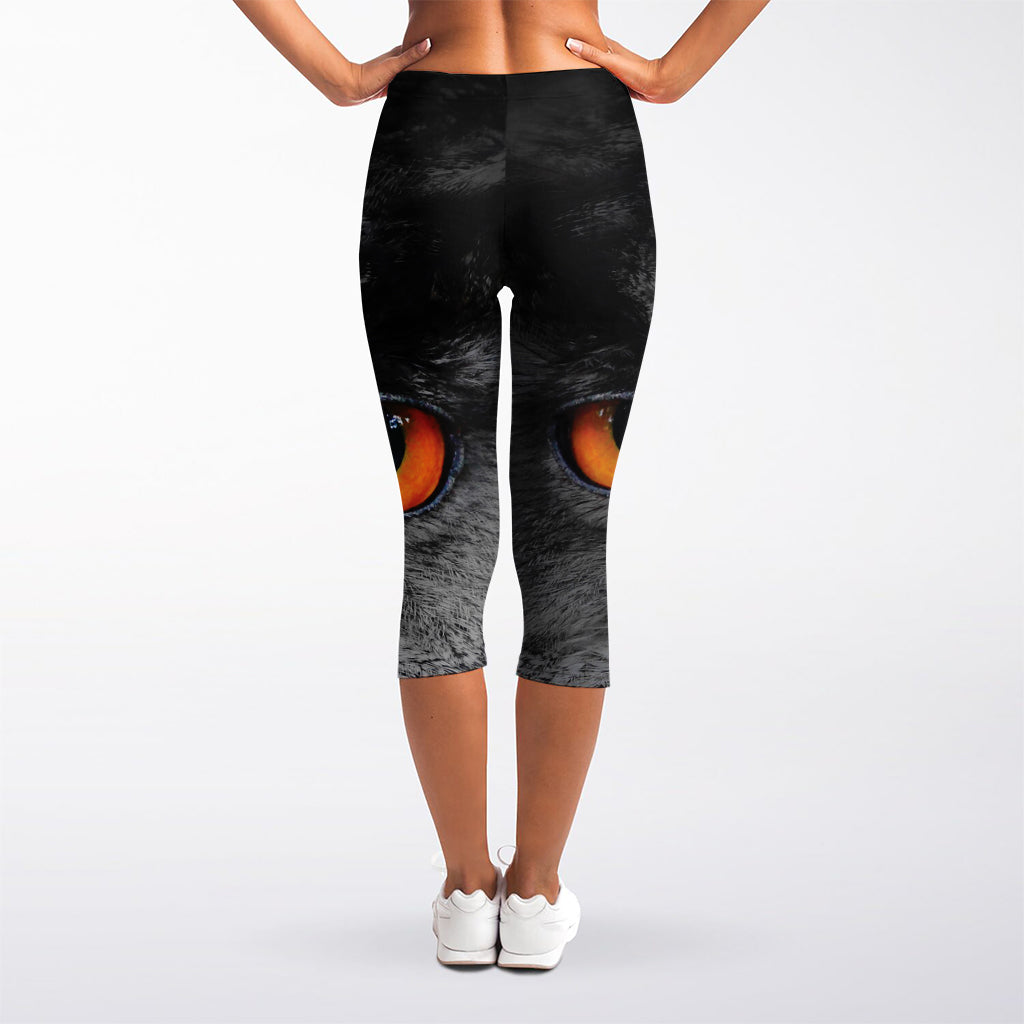 Owl Eyes Print Women's Capri Leggings