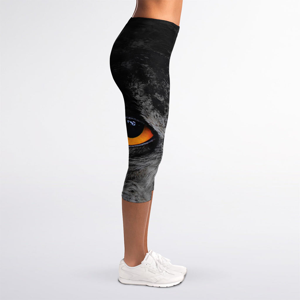 Owl Eyes Print Women's Capri Leggings