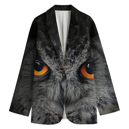 Owl Eyes Print Women's Cotton Blazer