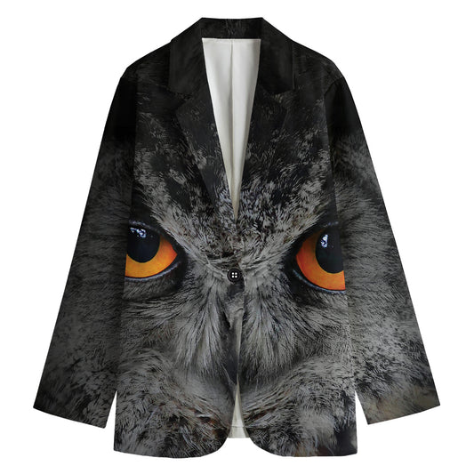 Owl Eyes Print Women's Cotton Blazer