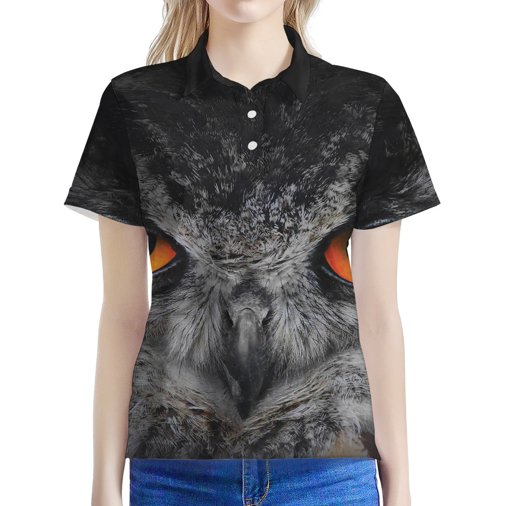 Owl Eyes Print Women's Polo Shirt
