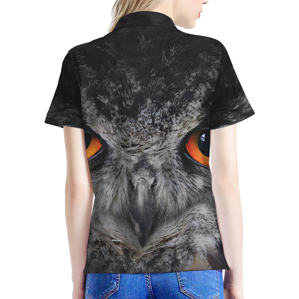 Owl Eyes Print Women's Polo Shirt