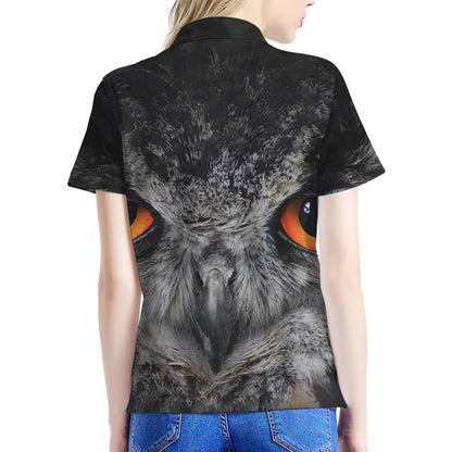 Owl Eyes Print Women's Polo Shirt