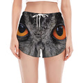 Owl Eyes Print Women's Split Running Shorts