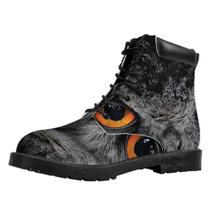 Owl Eyes Print Work Boots