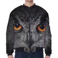 Owl Eyes Print Zip Sleeve Bomber Jacket