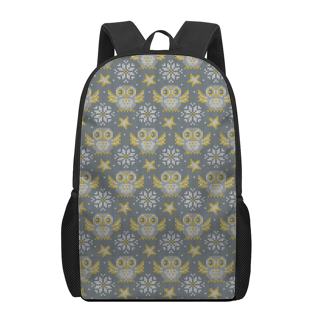 Owl Knitted Pattern Print 17 Inch Backpack