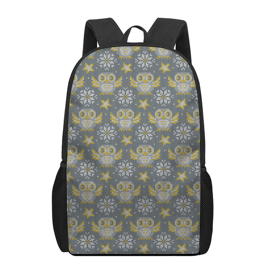 Owl Knitted Pattern Print 17 Inch Backpack