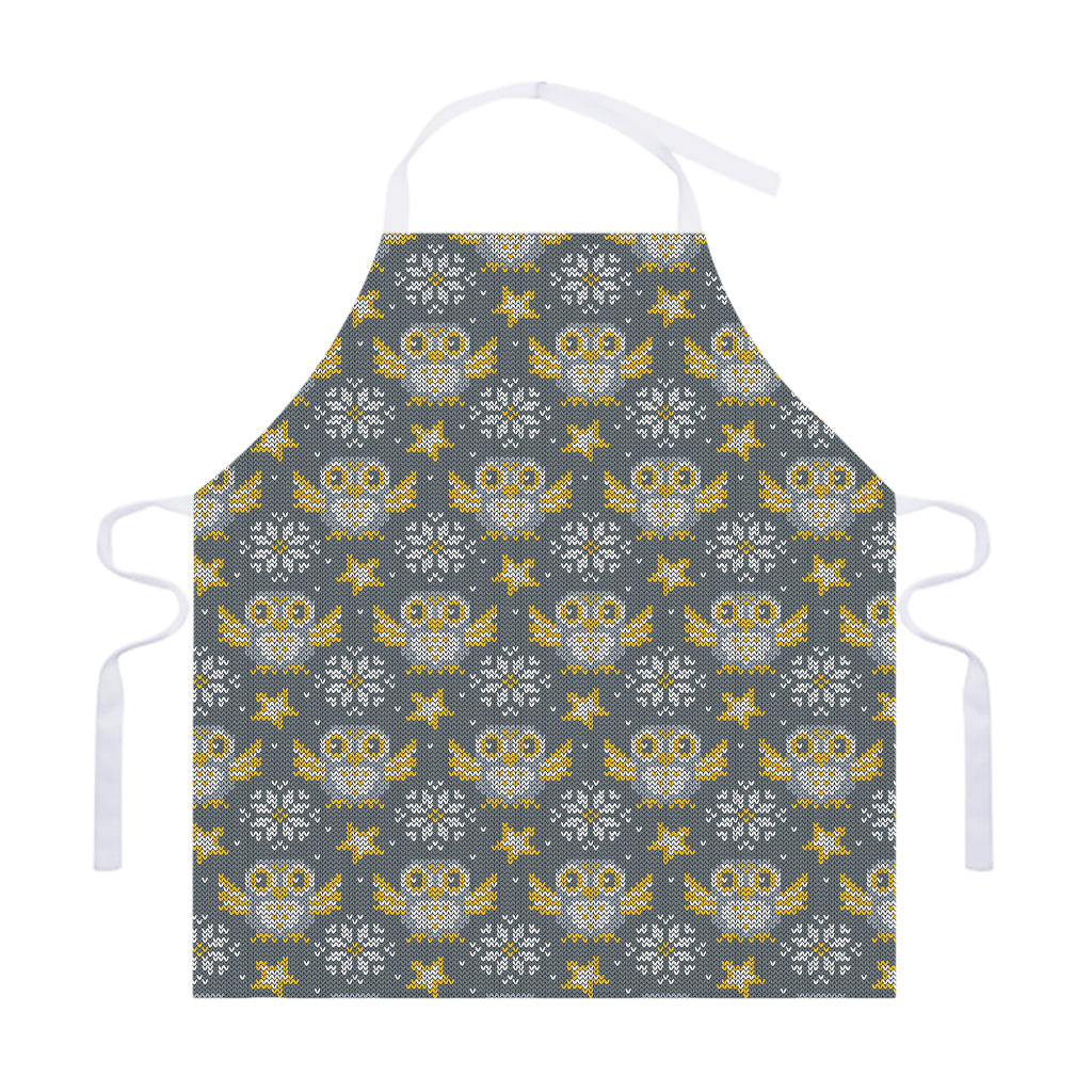 Owl Knitted Pattern Print Adjustable Apron