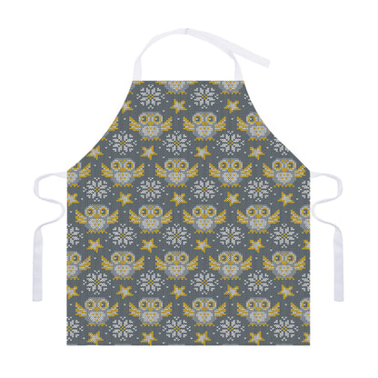 Owl Knitted Pattern Print Adjustable Apron