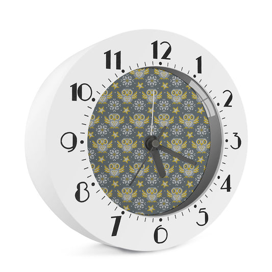 Owl Knitted Pattern Print Alarm Clock