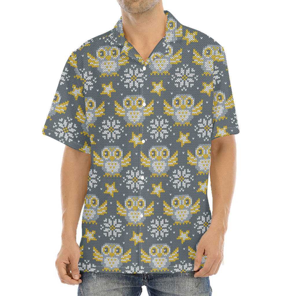 Owl Knitted Pattern Print Aloha Shirt