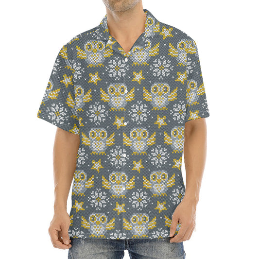 Owl Knitted Pattern Print Aloha Shirt