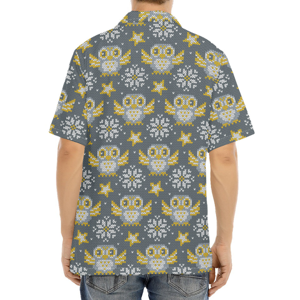 Owl Knitted Pattern Print Aloha Shirt