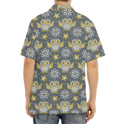 Owl Knitted Pattern Print Aloha Shirt