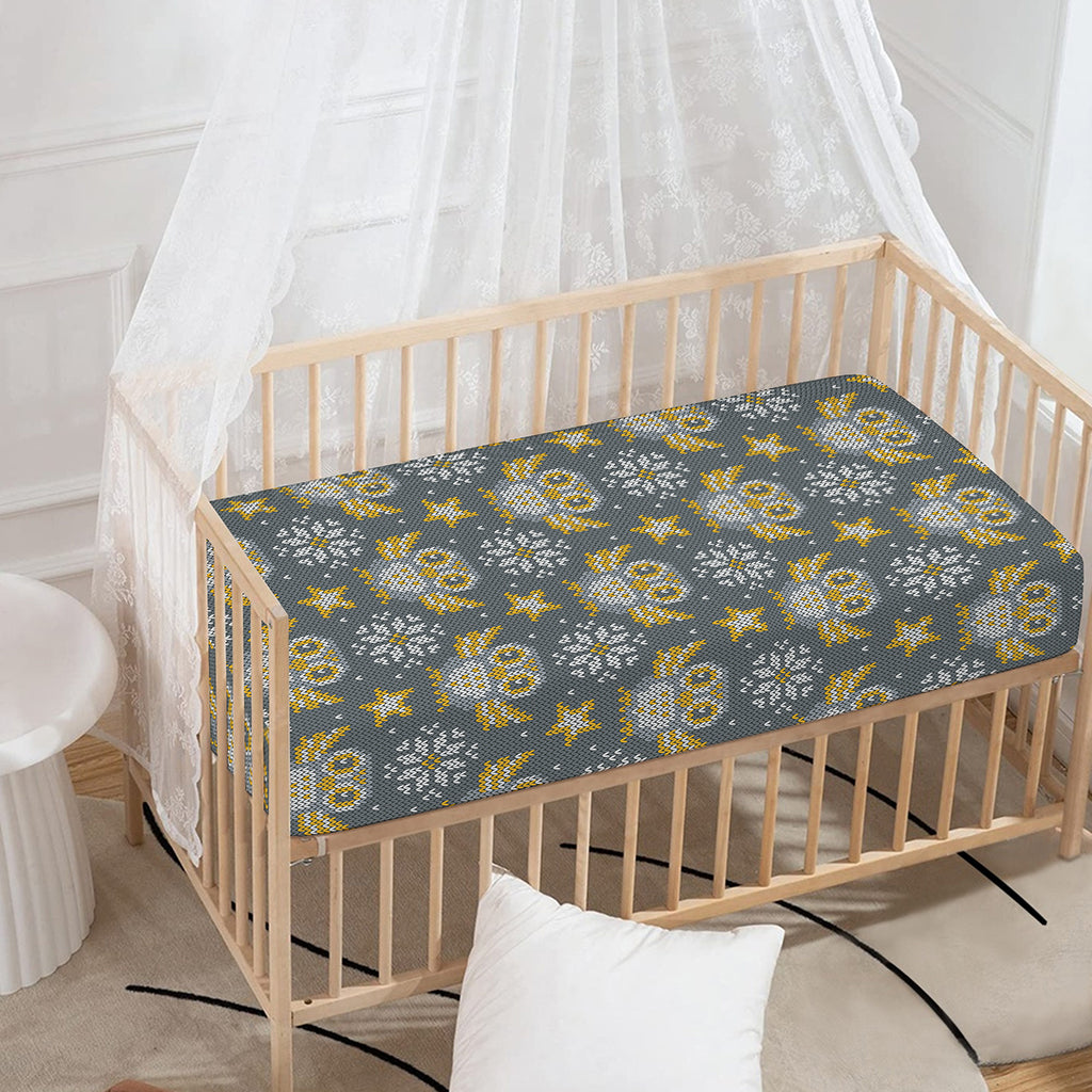 Owl Knitted Pattern Print Baby Crib Sheet