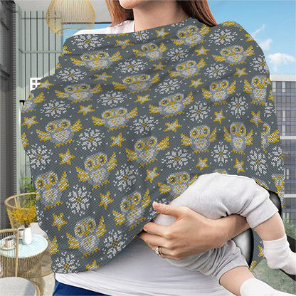 Owl Knitted Pattern Print Baby Seat Cover