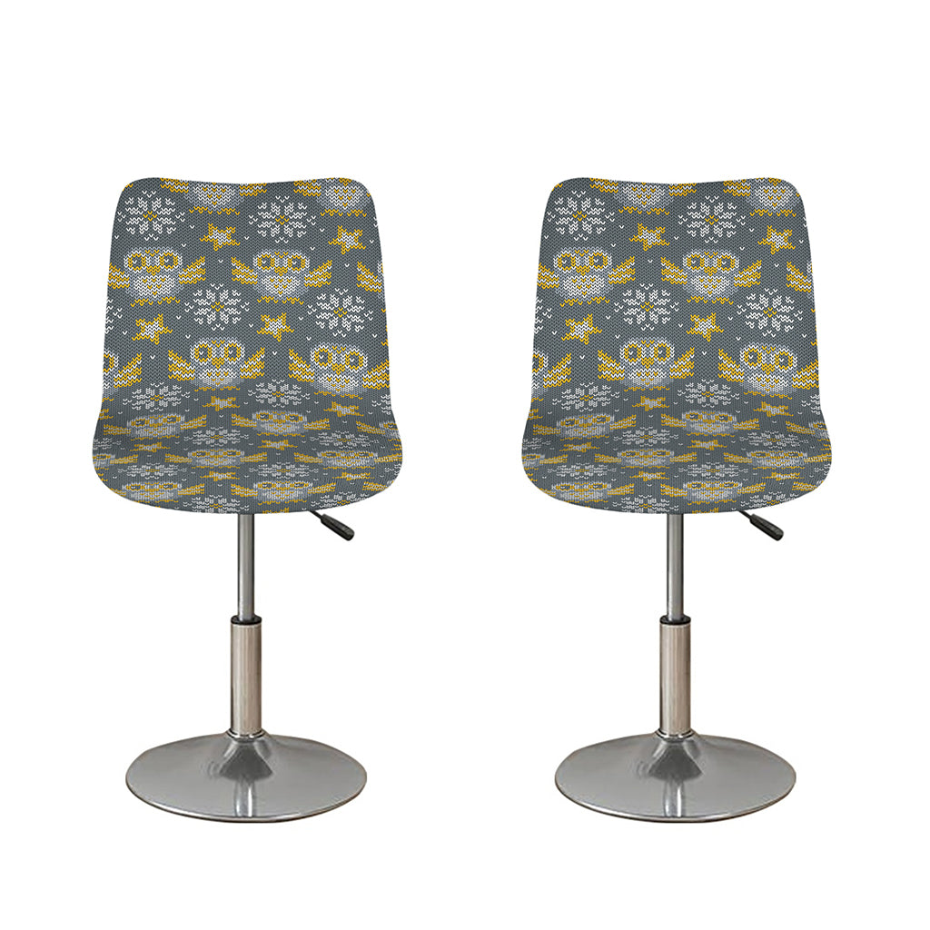 Owl Knitted Pattern Print Bar Stool Covers