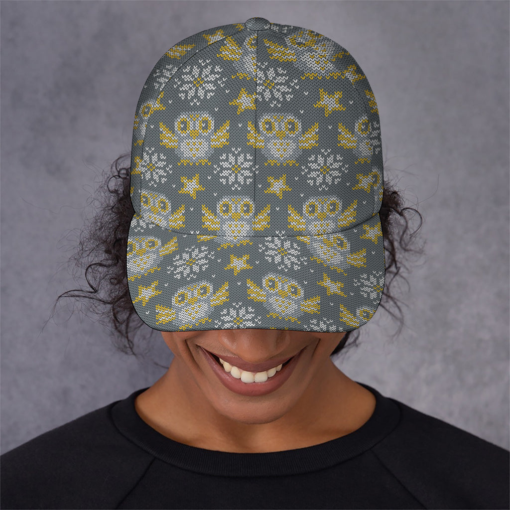 Owl Knitted Pattern Print Baseball Cap