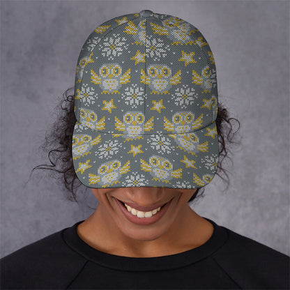 Owl Knitted Pattern Print Baseball Cap