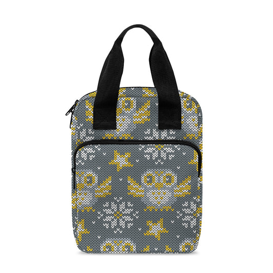 Owl Knitted Pattern Print Bible Tote Bag