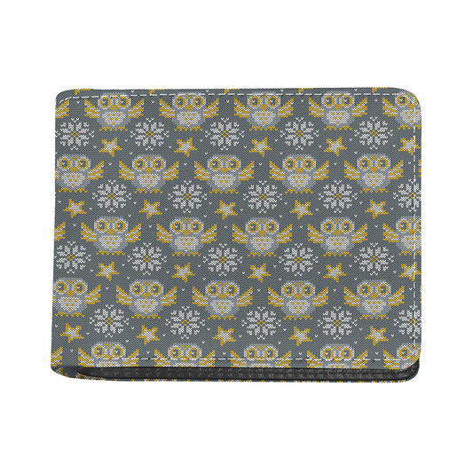 Owl Knitted Pattern Print Bifold Wallet