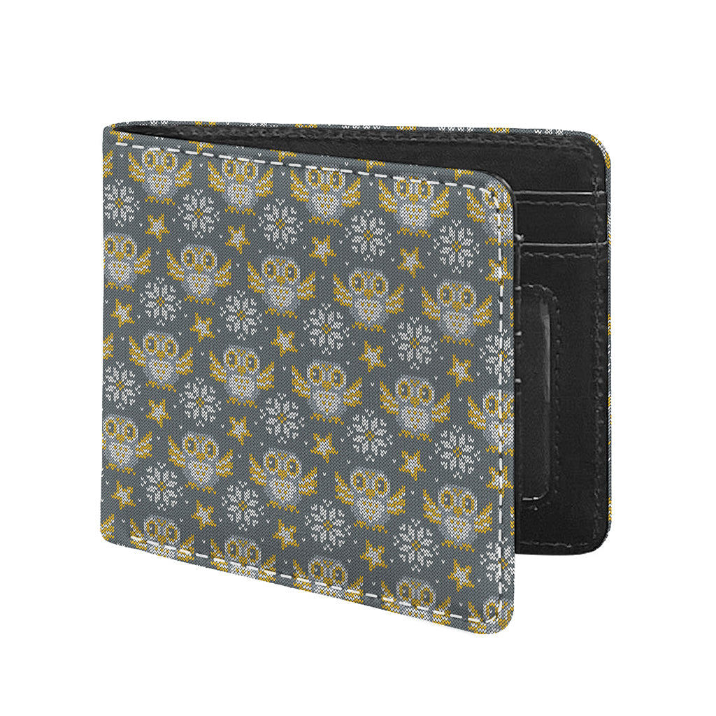 Owl Knitted Pattern Print Bifold Wallet