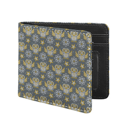 Owl Knitted Pattern Print Bifold Wallet