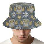 Owl Knitted Pattern Print Bucket Hat