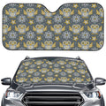 Owl Knitted Pattern Print Car Windshield Sun Shade