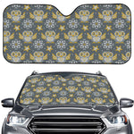 Owl Knitted Pattern Print Car Windshield Sun Shade