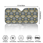 Owl Knitted Pattern Print Car Windshield Sun Shade