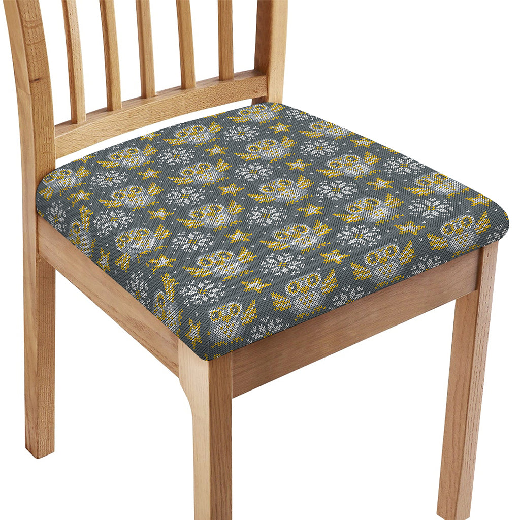 Owl Knitted Pattern Print Chair Cushion Cover