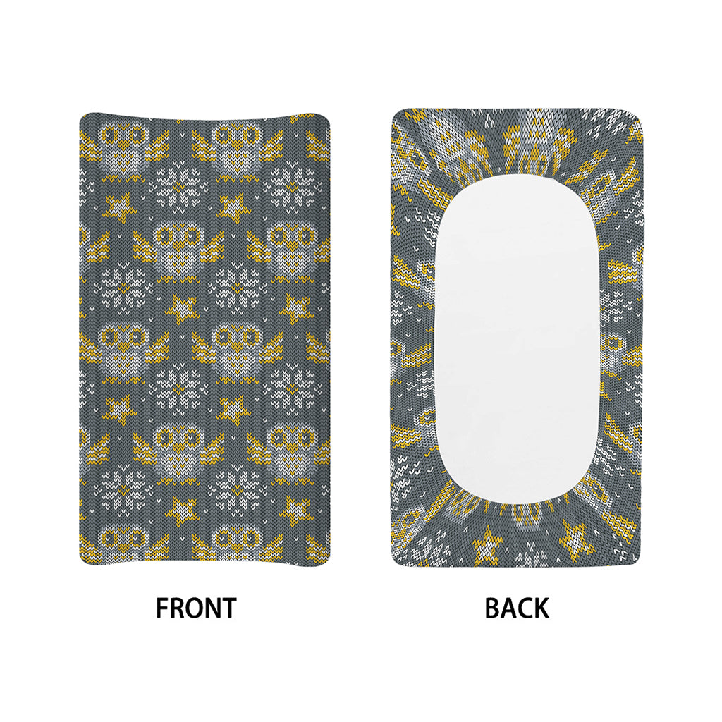 Owl Knitted Pattern Print Changing Pad Cover