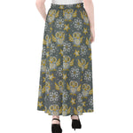 Owl Knitted Pattern Print Chiffon Maxi Skirt