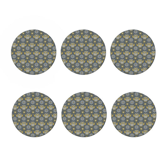 Owl Knitted Pattern Print Coaster Set