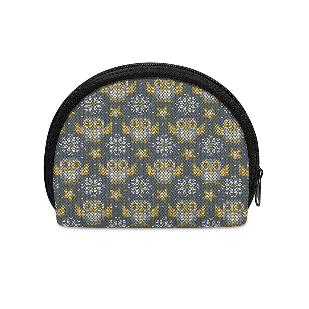 Owl Knitted Pattern Print Coin Purse