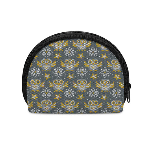 Owl Knitted Pattern Print Coin Purse