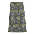 Owl Knitted Pattern Print Cotton Front Slit Maxi Skirt