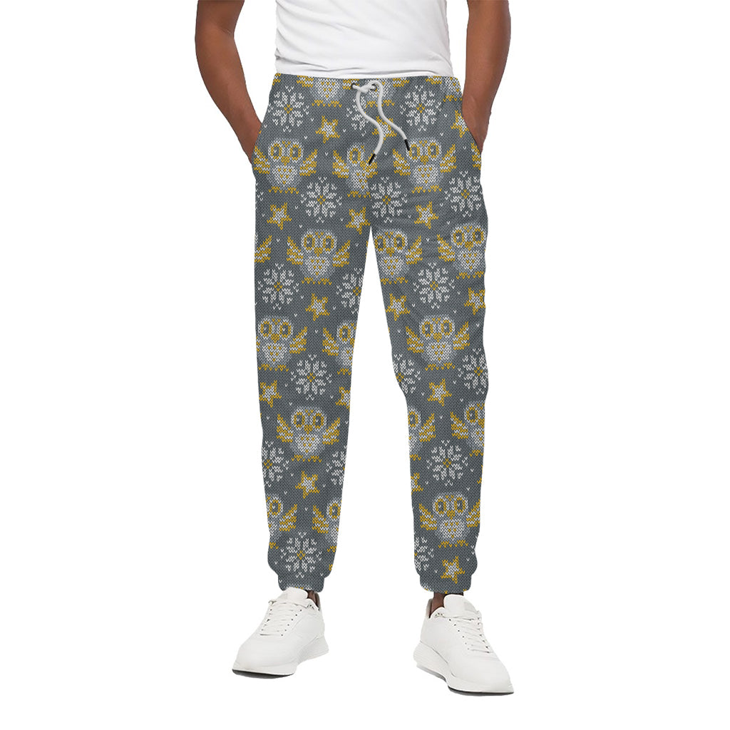 Owl Knitted Pattern Print Cotton Pants
